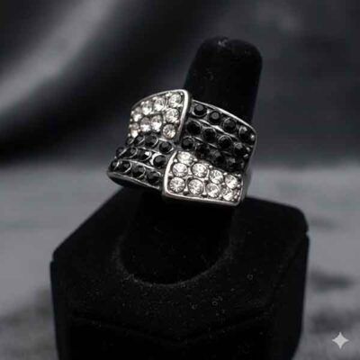 Anillo Nudo Áurea lazo artesanal con cristal Swarovski