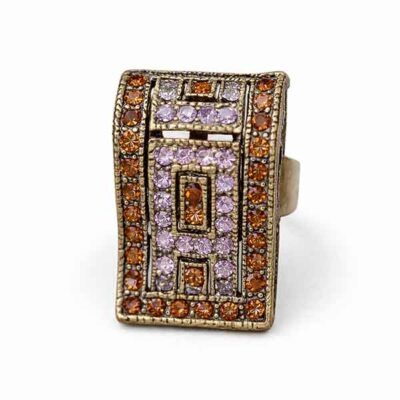 Anillo Onda Áurea con cristal Swarovski fondo blanco
