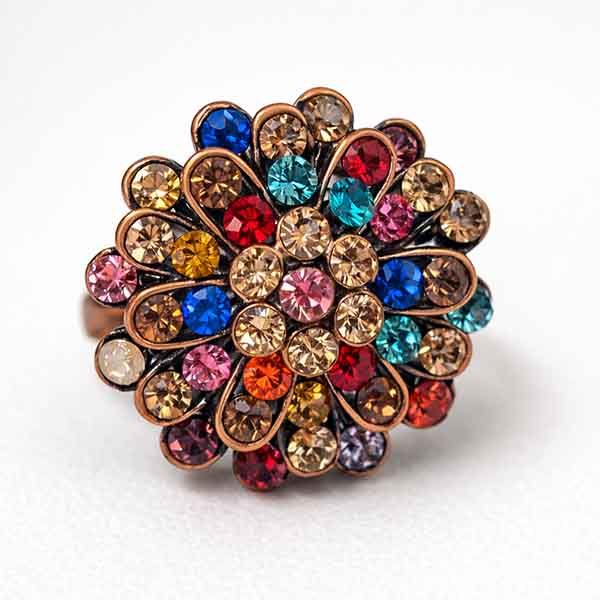 nillo artesanal de cristal Swarovski multicolor de seis pétalos regulable