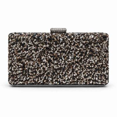 Bolso Aitana negro rígido con purpurina negro plata y oro