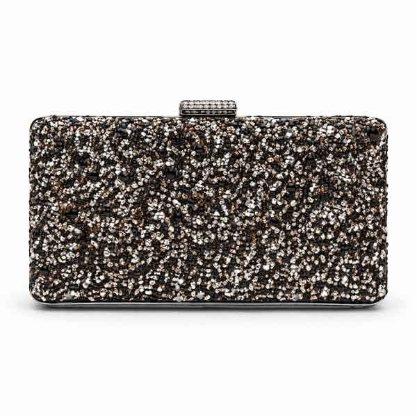 Bolso Aitana negro rígido con purpurina negro plata y oro