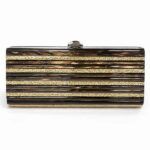 Bolso de fiesta marrón y dorado modelo Berta con cierre click plateado