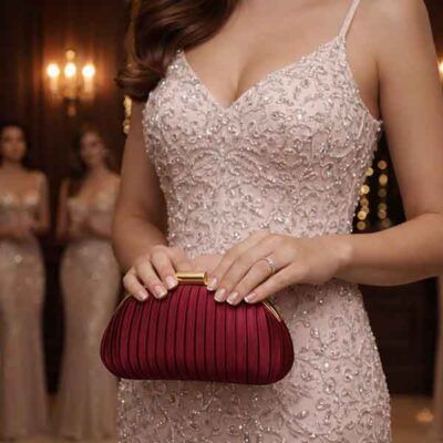 Bolso Sara – Bolso de Fiesta en Raso Plisado - Imagen 4