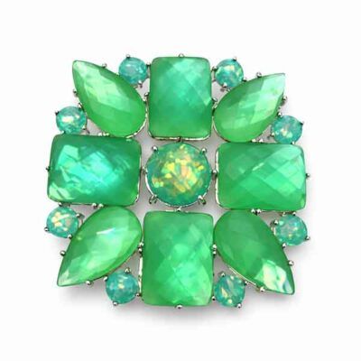 broche flor verde agua Esmeralda Marina