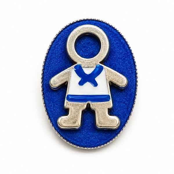 Broche Ejeánico pintado a mano | Turquesa y Más Broche Ejeánico pintado a mano sobre base de camafeo en plata vieja y fieltro azul, diseño exclusivo de Turquesa y Más