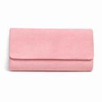 Bolso Olean rosa maquillaje en antelina con diseño minimalista de fiesta