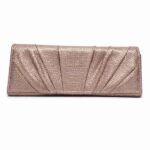 Cartera Rennes lila con reflejos dorados y diseño plisado frontal elegante