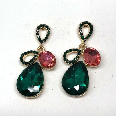 PENDIENTES BAVETTE VERDE ROSA - Imagen 1