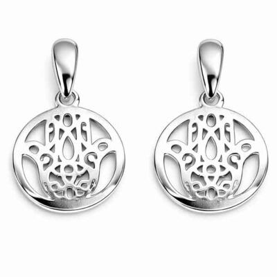 Pendientes Cailin en rodio calados con diseño redondo