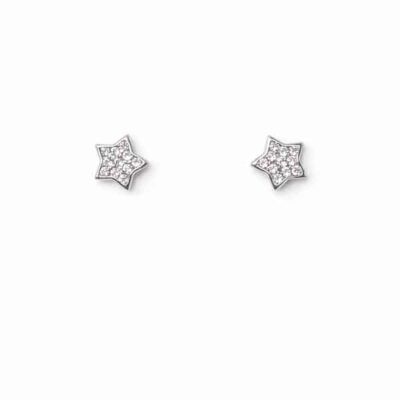 Pendientes Marta de plata de ley en forma de estrella con zirconitas incrustadas