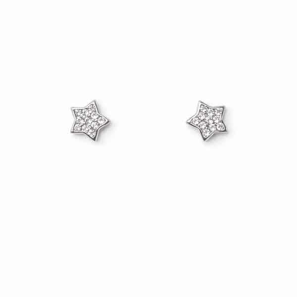 Pendientes Marta estrella de plata con zirconitas Pendientes Marta de plata de ley en forma de estrella con zirconitas incrustadas