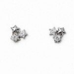 Pendientes Stars de plata de ley con zirconitas en diseño de tres estrellas