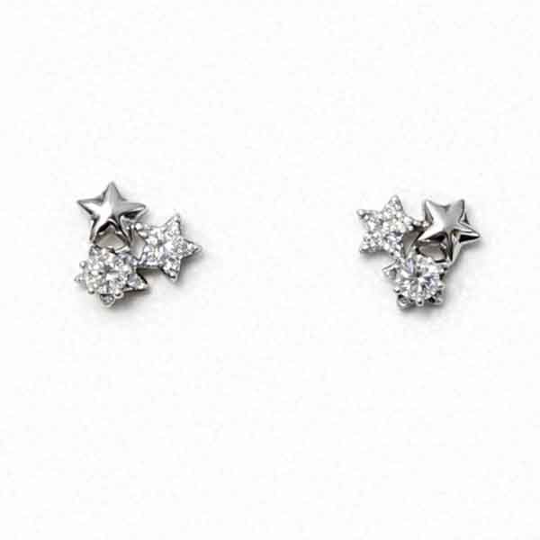 Pendientes Stars de plata de ley con zirconitas en diseño de tres estrellas