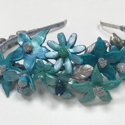 DIADEMA BLAKE PORCELANA TURQUESA Y PLATA - Imagen 3