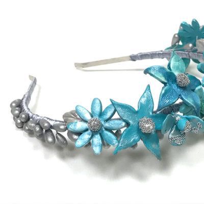 DIADEMA BLAKE PORCELANA TURQUESA Y PLATA - Imagen 4