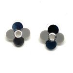 Pendientes flor azules Lina de botón con diseño de cuatro pétalos