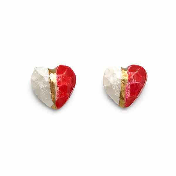 Pendientes Ada de porcelana artesanal en forma de corazón Pendientes de porcelana artesanal Ada en forma de corazón pintados a mano