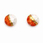 Pendientes de porcelana artesanal Aura Mandarina en forma de círculo pintados a mano