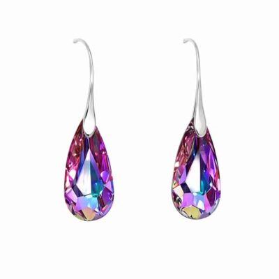 Pendientes de plata con cristal Swarovski rosa boreal modelo Deborah
