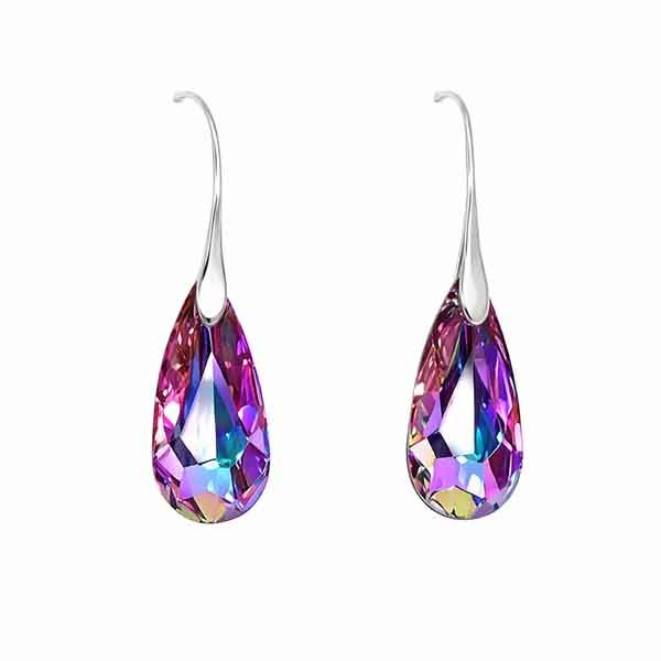 Pendientes de plata con cristal Swarovski rosa boreal modelo Deborah