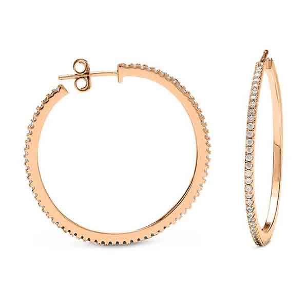 Aros de plata bañada en oro rosa con circonitas Luxenter Xoma