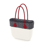 bolso obag blanco con borde logos