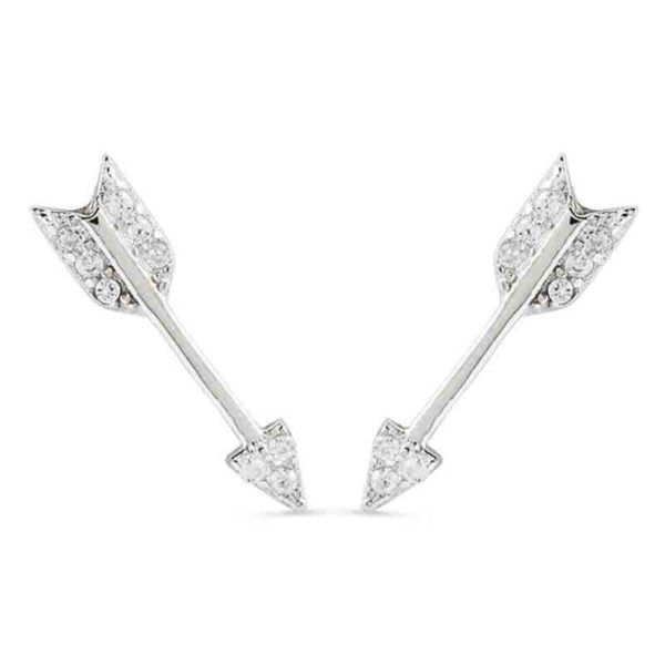 Pendientes Arrow de plata con circonitas en forma de flecha Luxenter