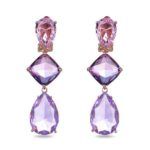 Pendientes ARSES oro rosa de Luxenter con cuarzo morado degradado