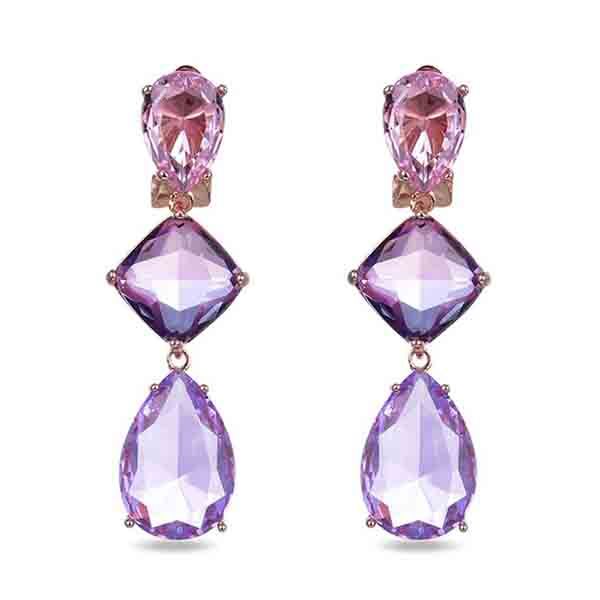 Pendientes ARSES oro rosa de Luxenter con cuarzo morado degradado