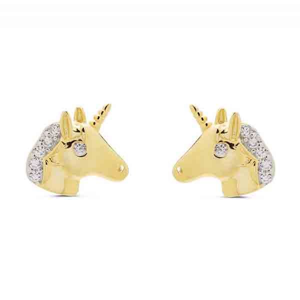 Pendientes unicornio Keta plata bañada en oro Pendientes unicornio Keta de plata bañada en oro con circonita Luxenter