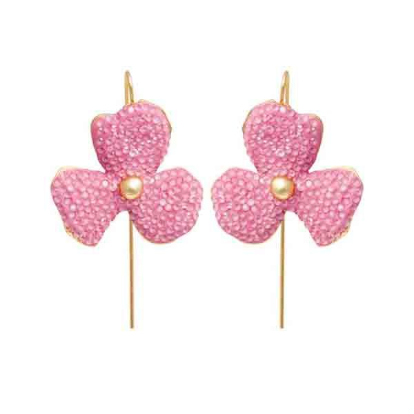 Pendientes Goshin Luxenter rosa con zirconitas y baño de rodio