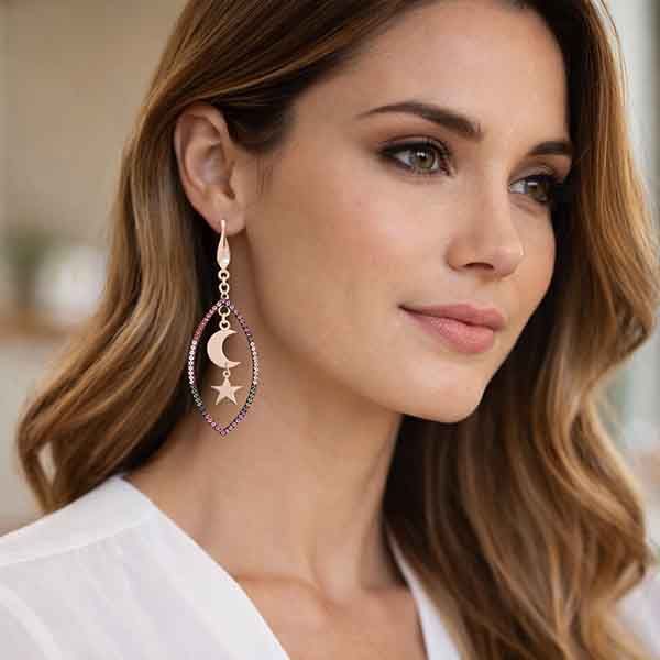 Pendientes Aliyesha Luxenter puestos con circonitas multicolor