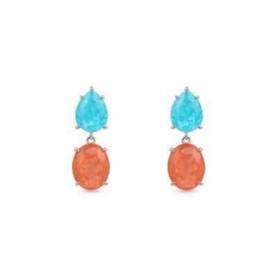 Pendientes SEWEH de plata con circonitas CZ inspiradas en el ópalo de fuego