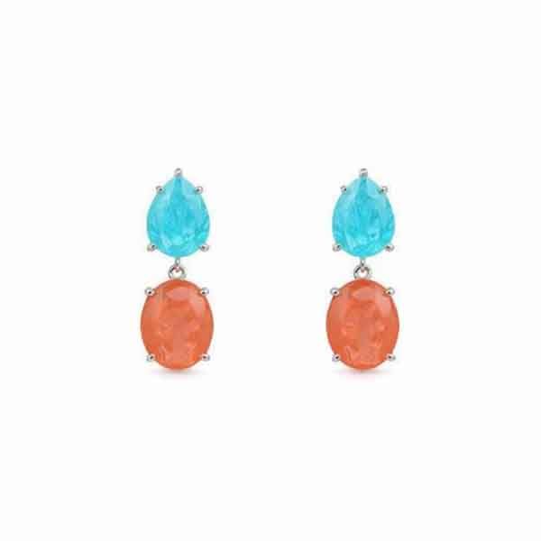 Pendientes SEWEH de plata con circonitas CZ inspiradas en el ópalo de fuego