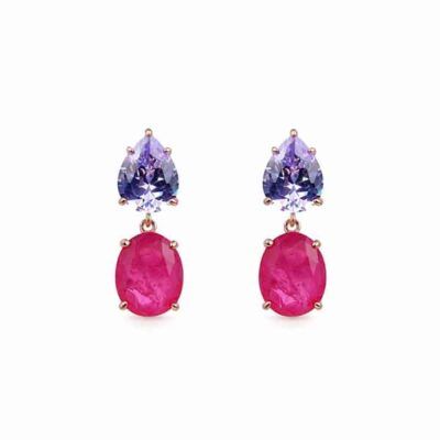 Pendientes SEWEH oro rosa CZ de Luxenter en plata 925