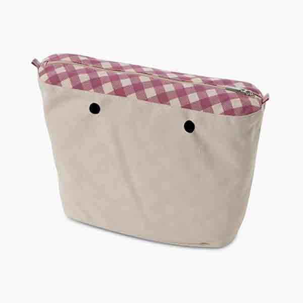 bolsa obag interna de cuadros de vichy frambuesa