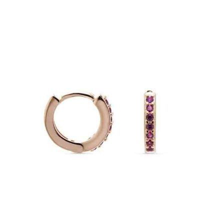 Pendientes Leofcar oro rosa con circonita rubí