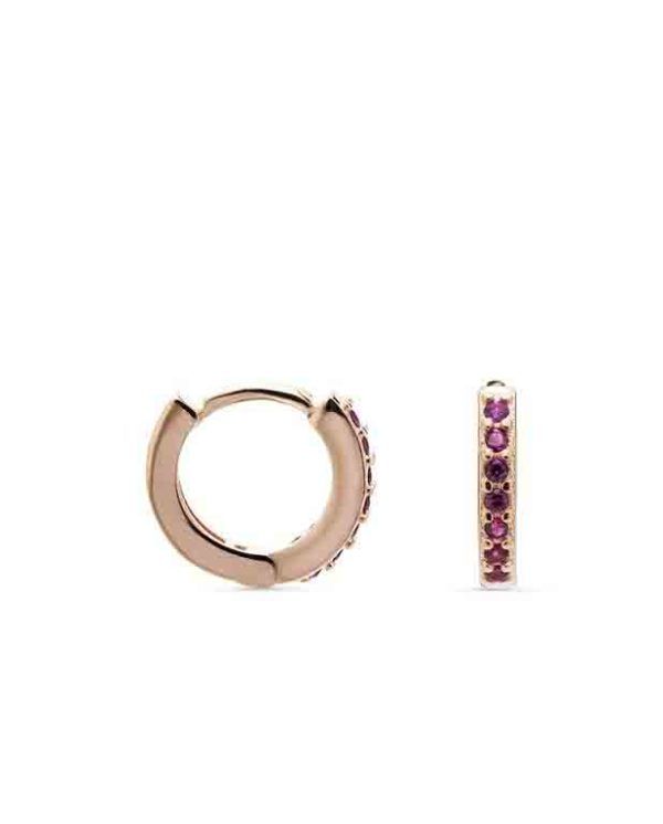 Pendientes Leofcar en oro rosa con circonita rubí Pendientes Leofcar oro rosa con circonita rubí
