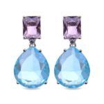 Pendientes Nekire de plata de ley 925 con piedras naturales en tonos azul y rosa, diseño elegante y orgánico