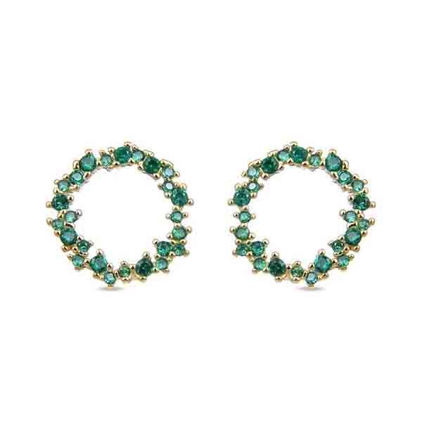 Pendientes Thilak Luxenter de plata con circonitas color esmeralda