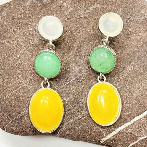 PENDIENTES SARIE IMITACION A PIEDRA AMARILLOS