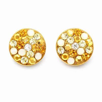 Pendientes de botón con cristales Swarovski dorados