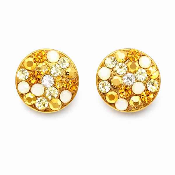 Pendientes de botón con cristales Swarovski dorados