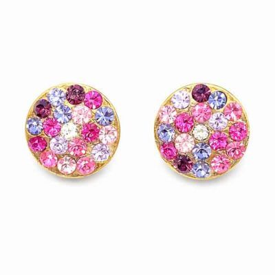 Pendientes de botón con cristales Swarovski rosas y lilas