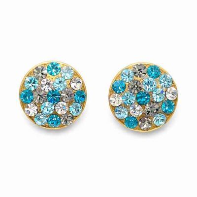 Pendientes de botón con cristales Swarovski turquesa artesanales