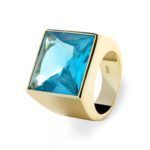 Anillo Lozur en plata de ley bañada en oro y zirconita azul topacio