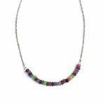 Collar Darika de acero inoxidable con piedras facetadas multicolor