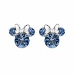 pendientes Minnie Mouse azul en plata con circonitas
