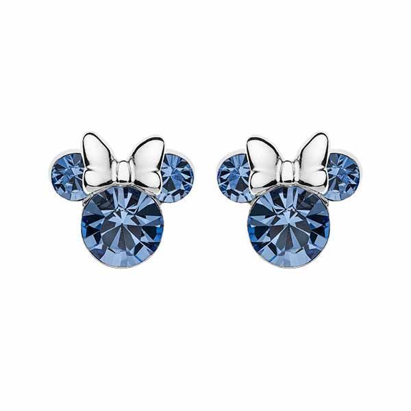 Pendientes Minnie Mouse de plata con circonitas azul zafiro pendientes Minnie Mouse azul en plata con circonitas