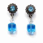 Pendientes de cristal Swarovski azul aguamarina modelo Rohana